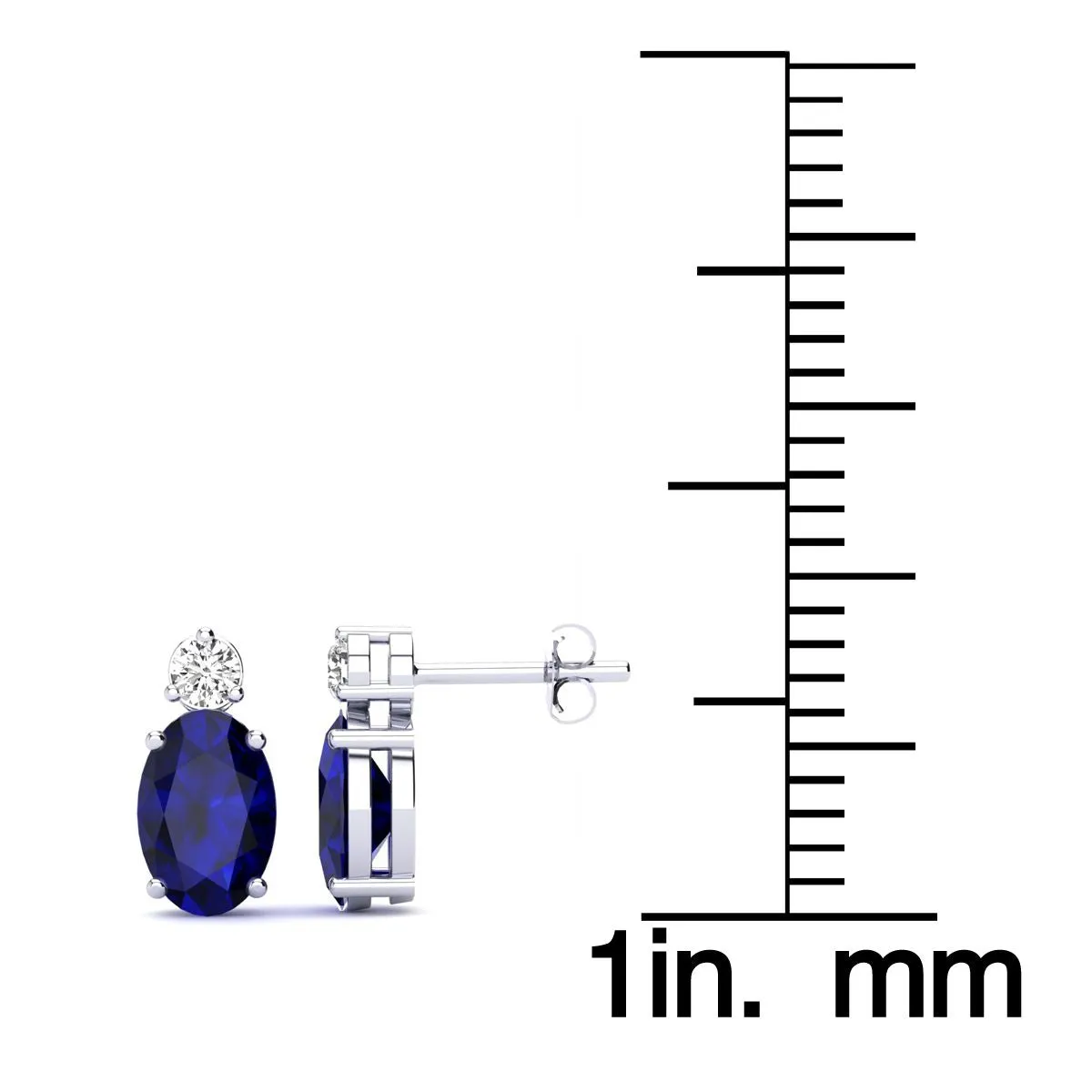 1 1/4 Carat Oval Sapphire And Diamond Stud Earrings In 14 Karat White Gold