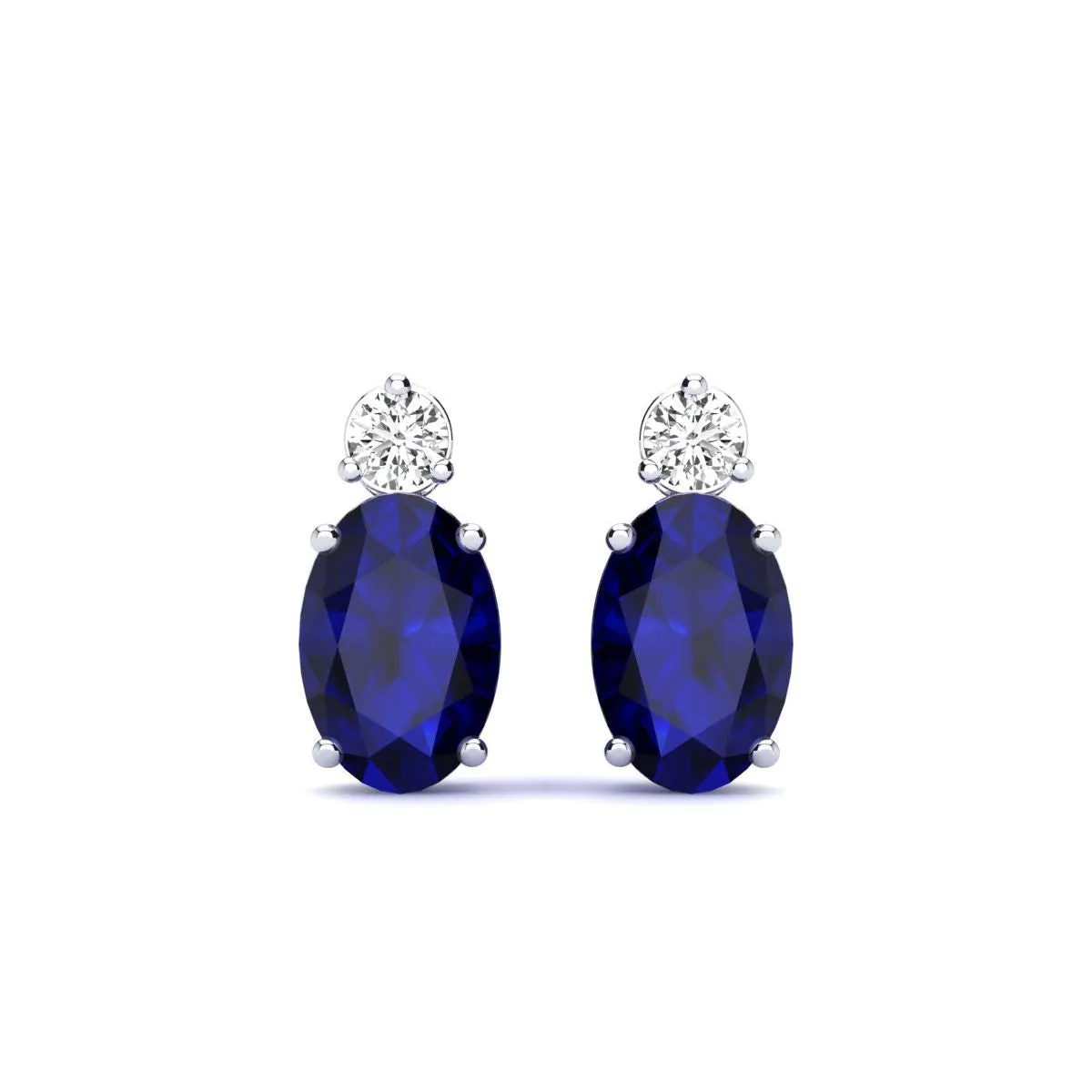 1 1/4 Carat Oval Sapphire And Diamond Stud Earrings In 14 Karat White Gold