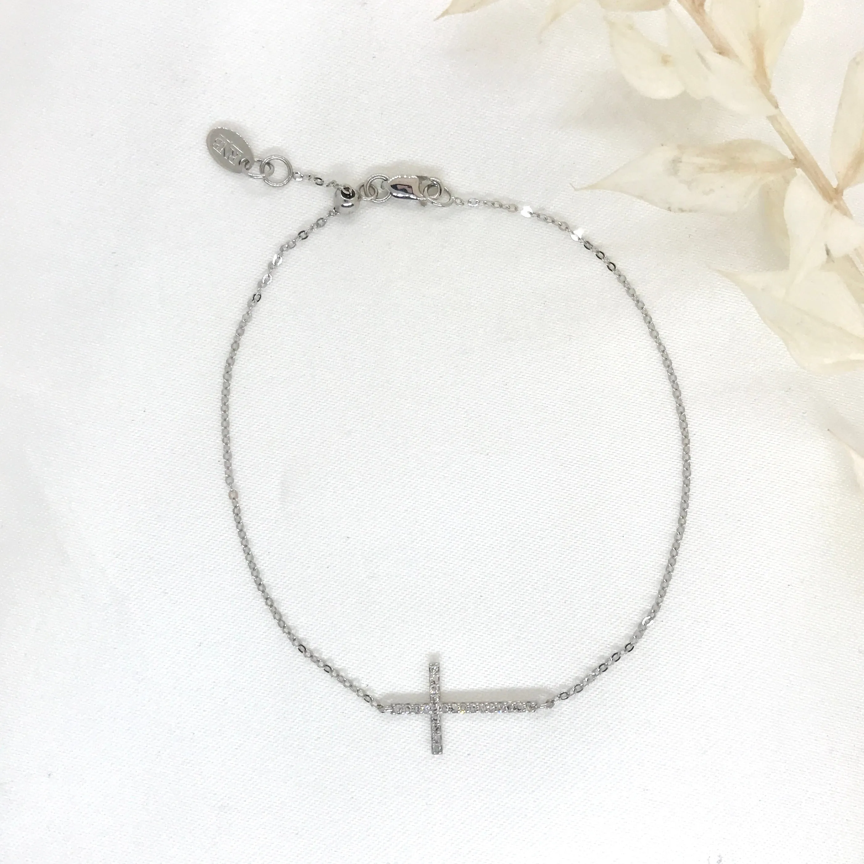 10k Gold Diamond Cross Bracelet