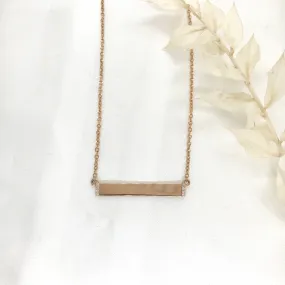 10k Rose Gold Diamond Engravable Bar Necklace