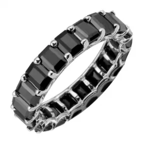 14k Black Spinel Petite Emerald Cut Full Eternity Ring