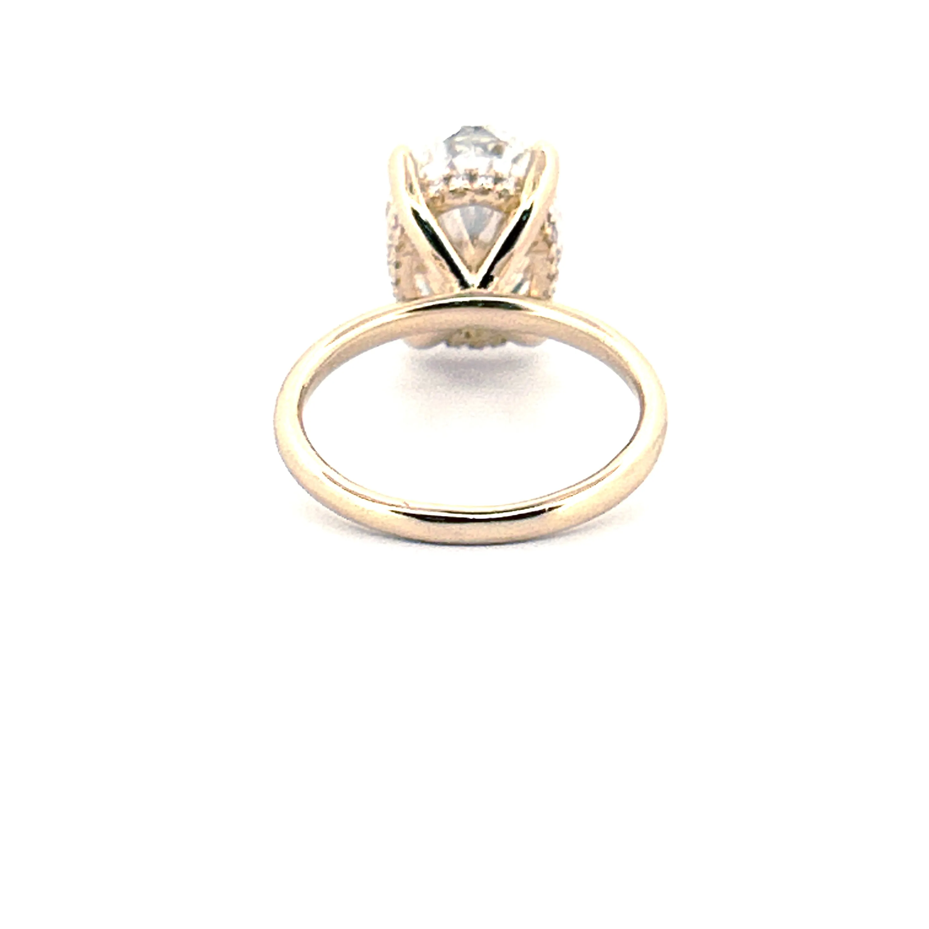 14K Gold 5.00 Carat Oval Cut Lab Grown Diamond Solitaire Engagement Ring with Under Halo