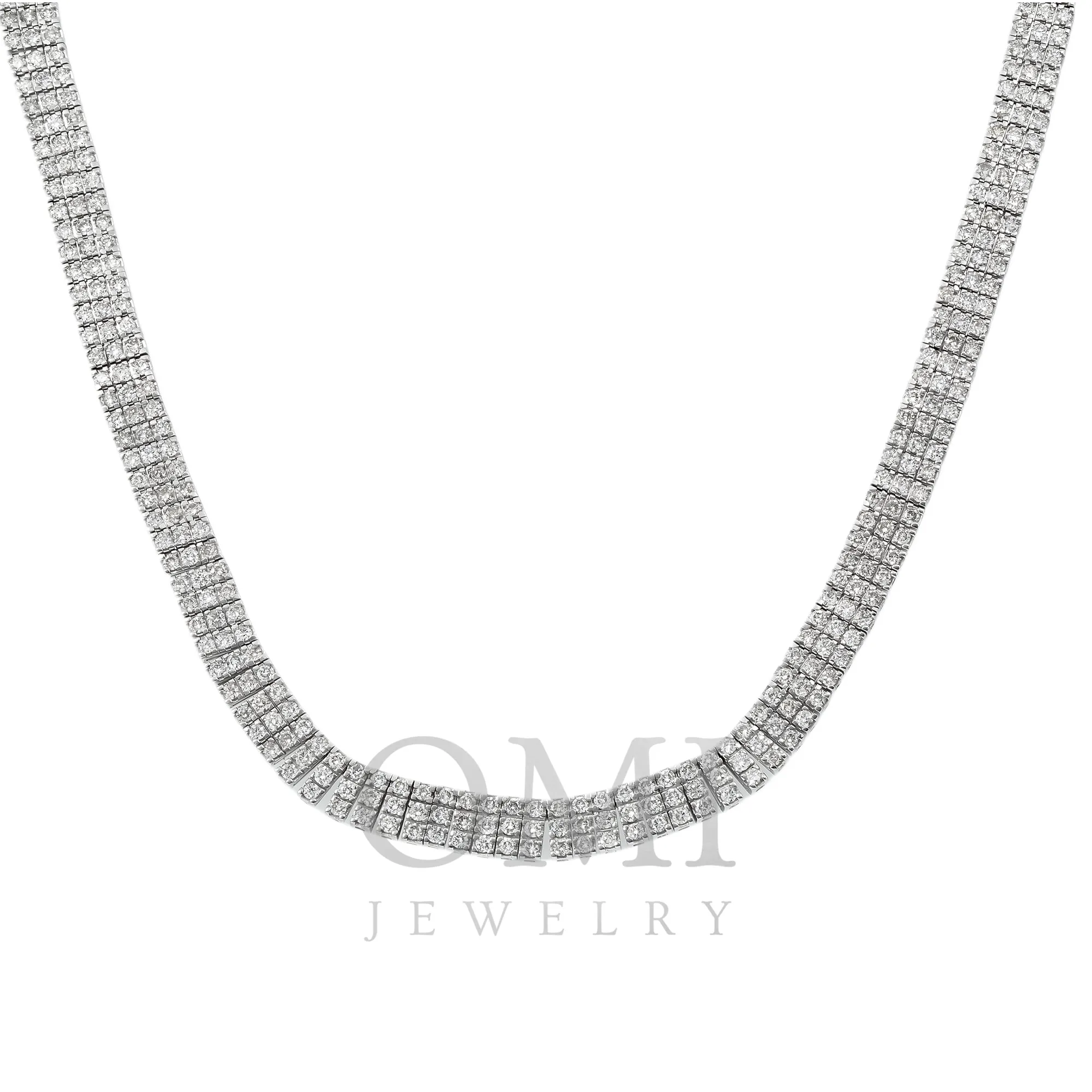 14K GOLD 7MM ROUND DIAMOND MULTIROW TENNIS CHAIN 17.00 CT