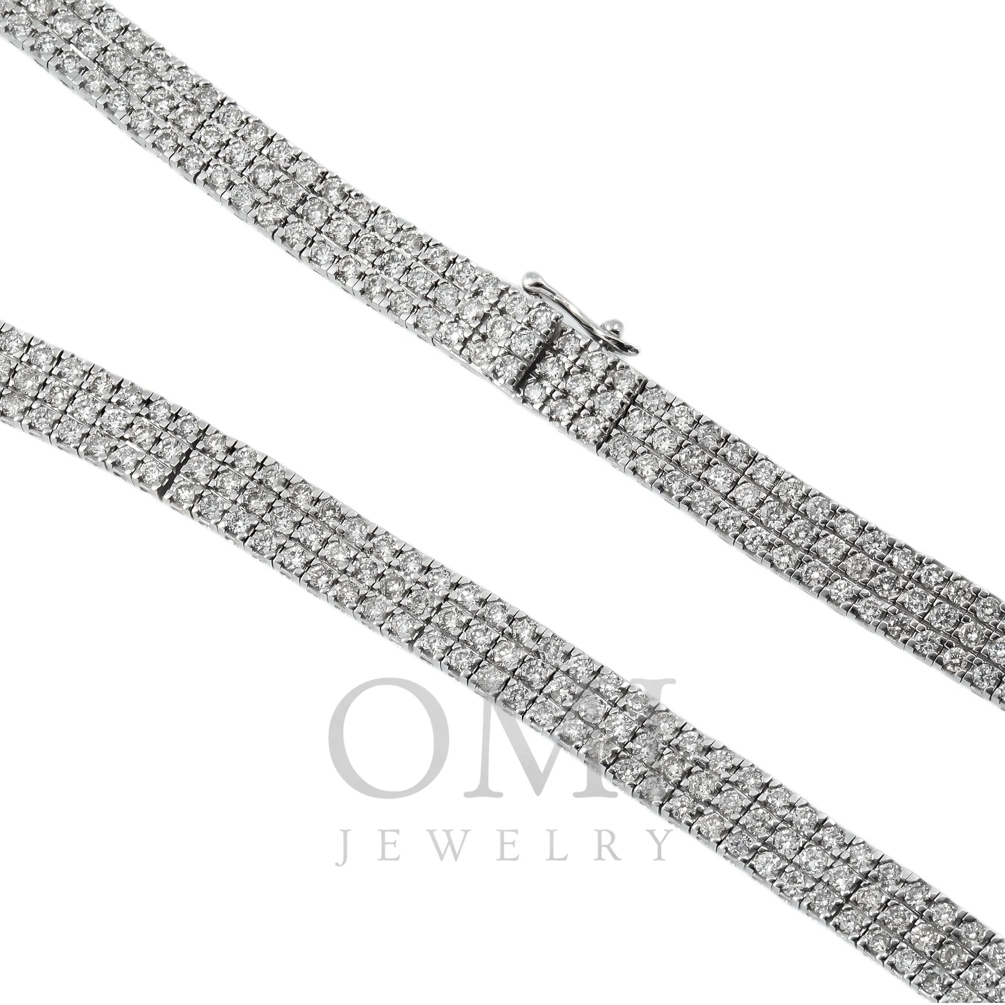 14K GOLD 7MM ROUND DIAMOND MULTIROW TENNIS CHAIN 17.00 CT