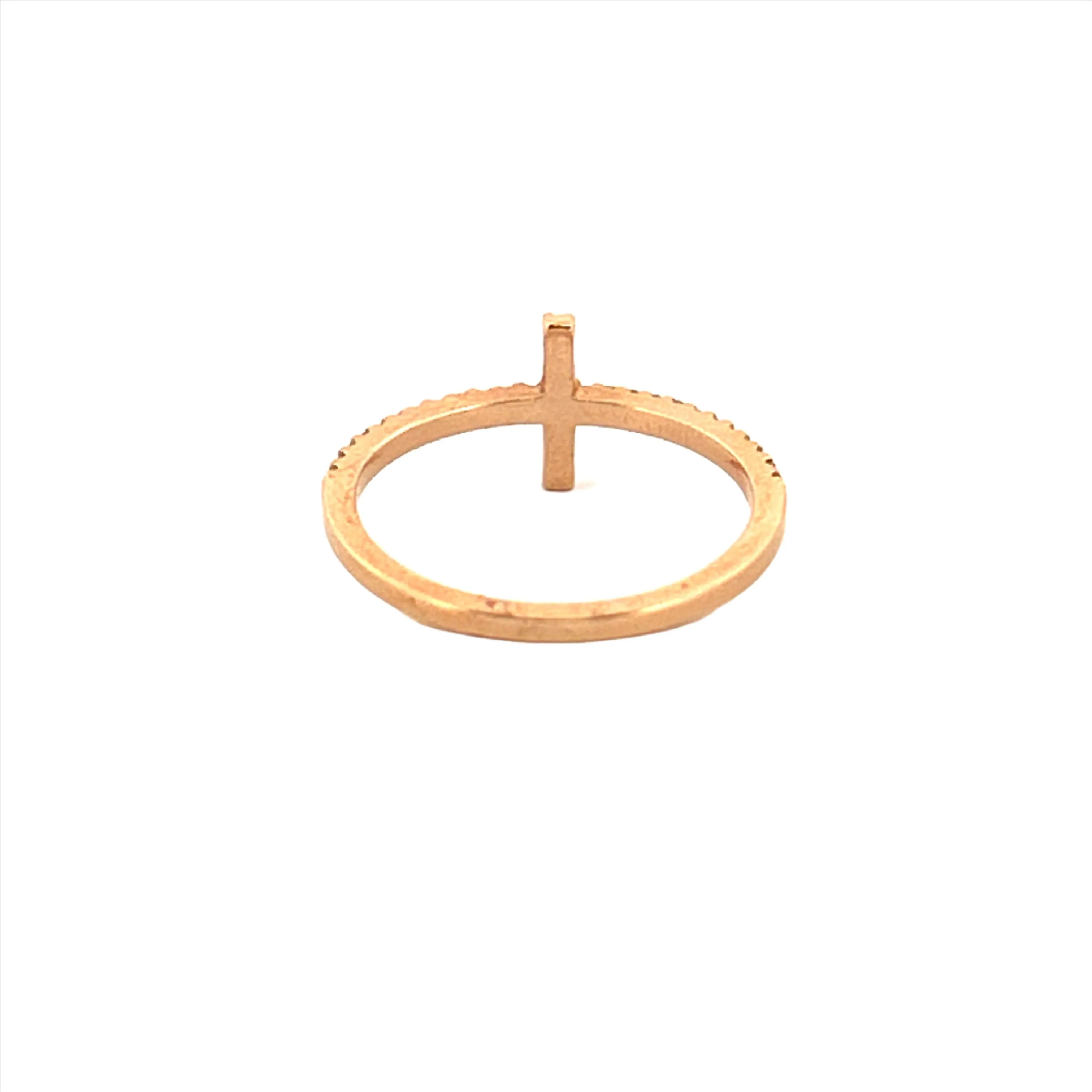 14K Gold Diamond Cross Ring