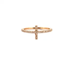 14K Gold Diamond Cross Ring