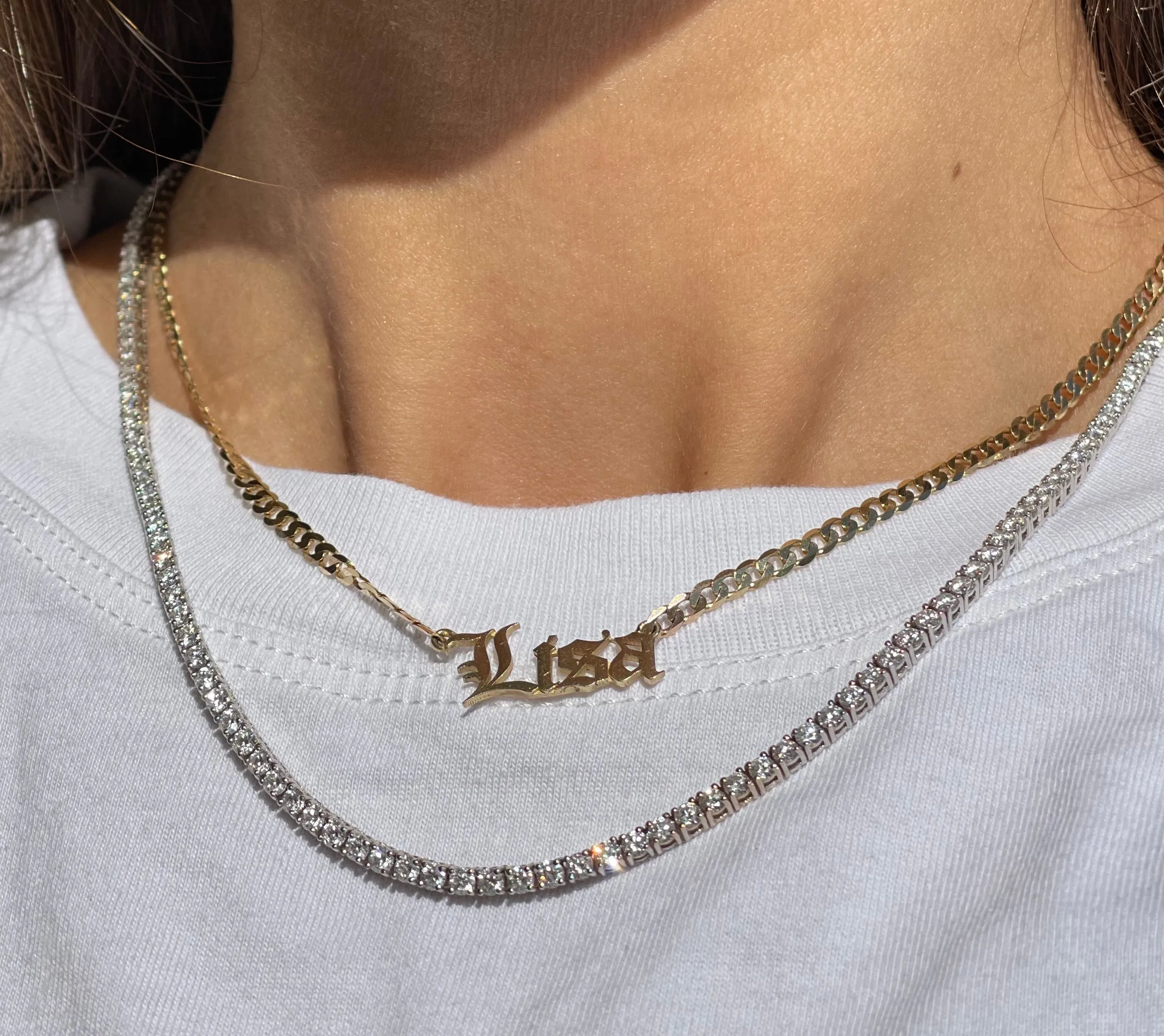 14K Gold Lab Grown Diamond Tennis Necklace