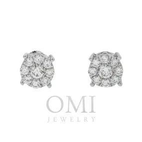 14K GOLD ROUND DIAMOND CLUSTER EARRINGS 2.00 CTW