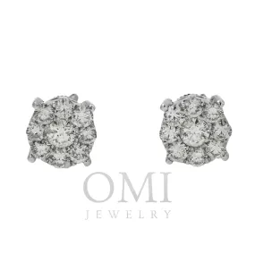 14K GOLD ROUND DIAMOND CLUSTER EARRINGS 2.50 CTW