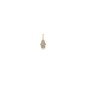 14k Single Midi Bitty Pavé Diamond Hamsa Charm