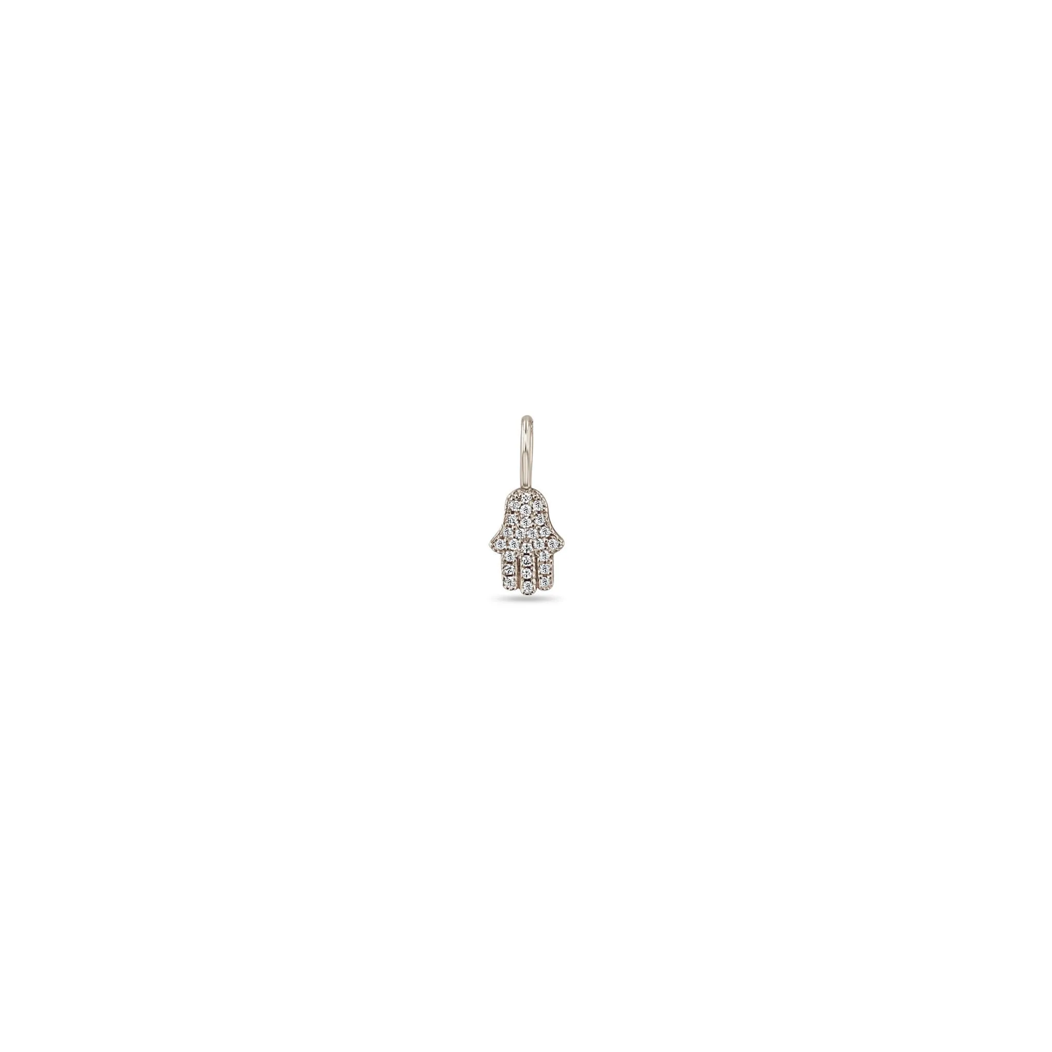 14k Single Midi Bitty Pavé Diamond Hamsa Charm