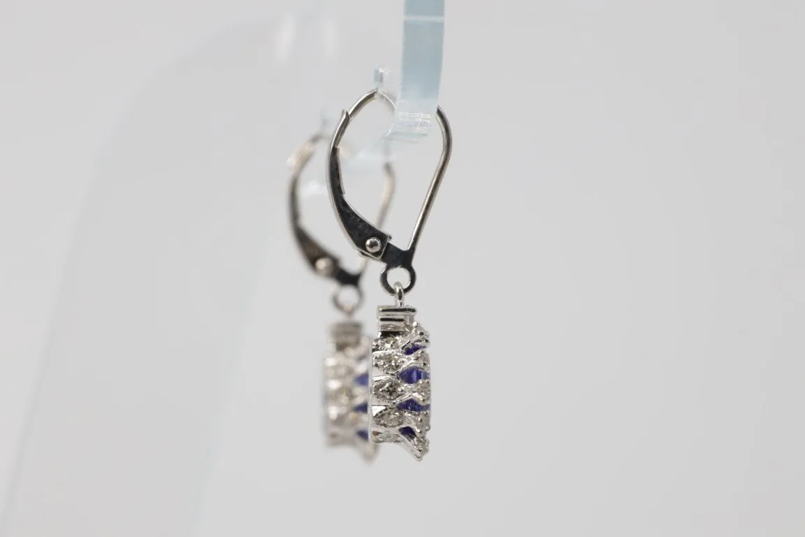 18k White Gold 0.214tcw Diamond 1.77tcw Tanzanite Dangle Earrings (2.70g.)