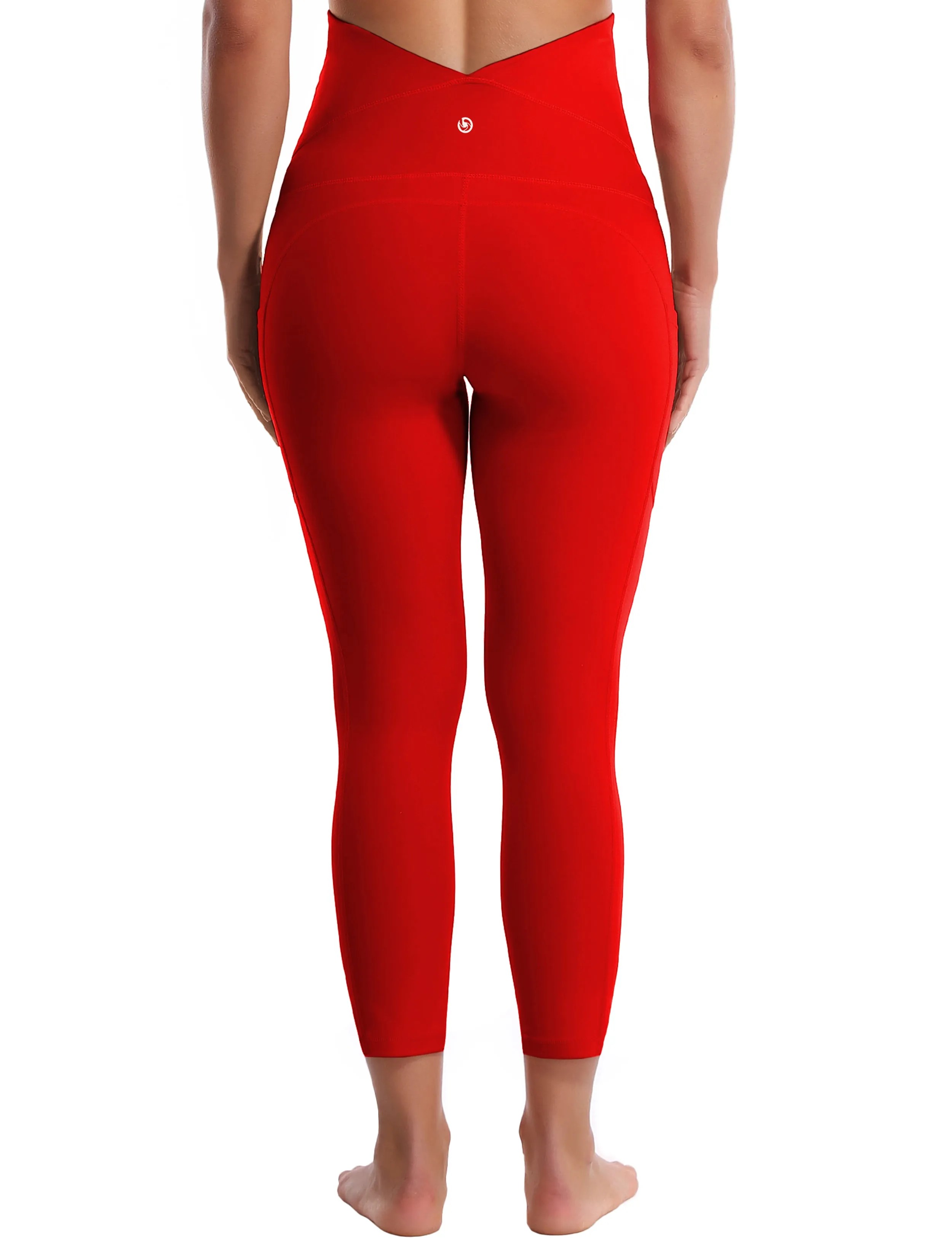 22" Side Pockets Maternity Yoga Pants scarlet