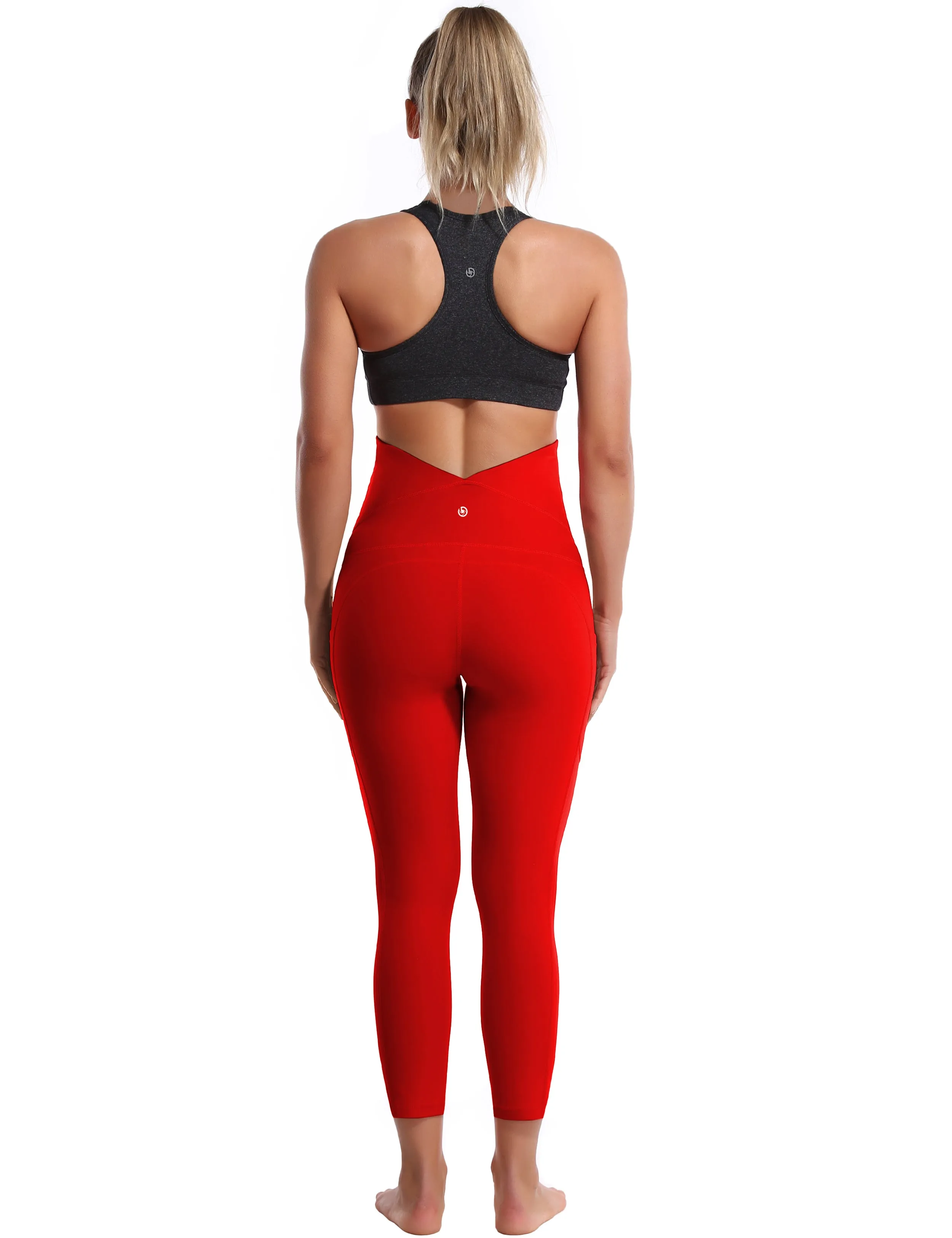 22" Side Pockets Maternity Yoga Pants scarlet