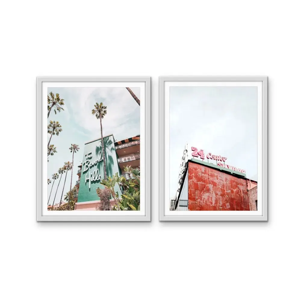 24 Center and Beverly Hills Motel -  Two Piece Stretched Canvas Print or Framed Fine Art Print - Artwork