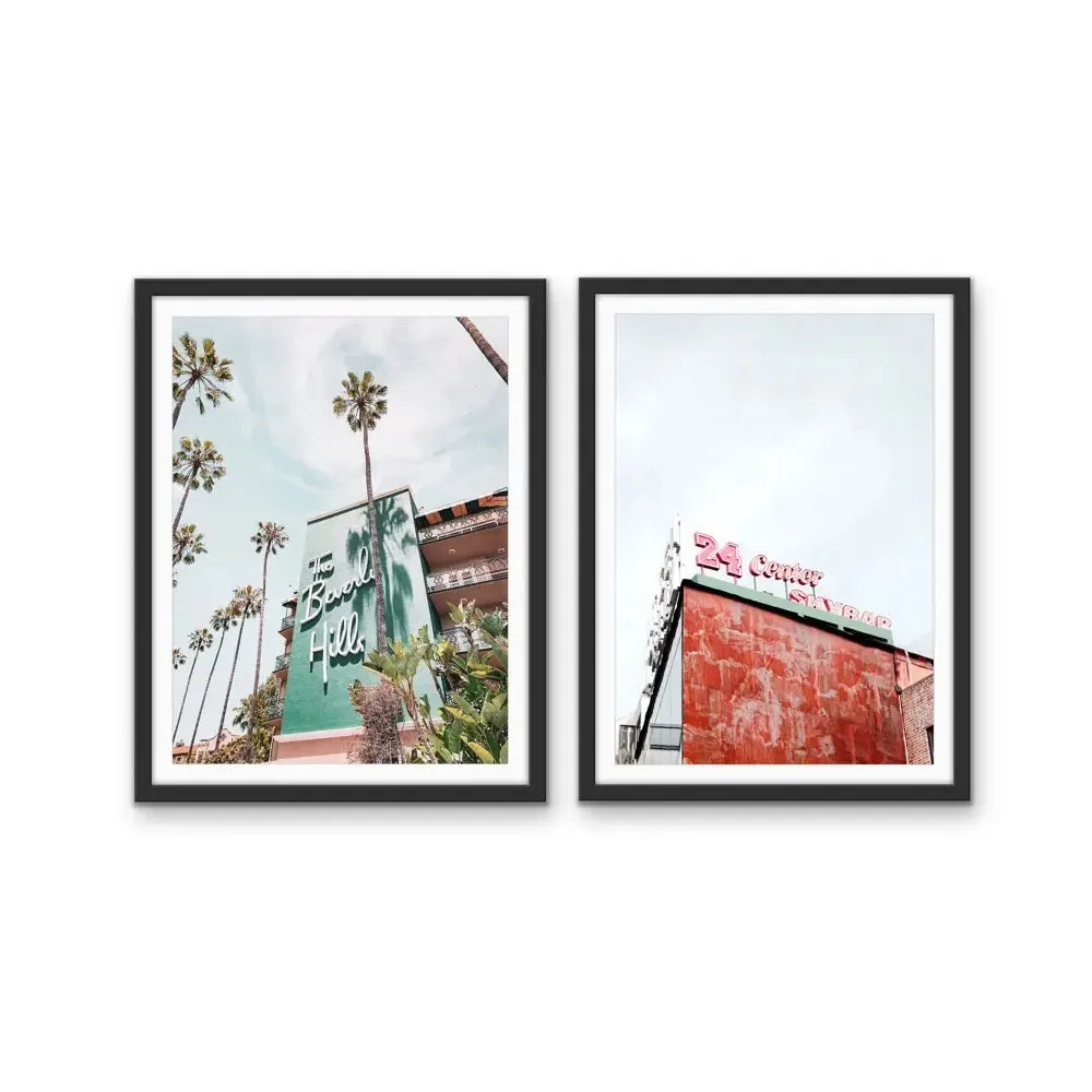 24 Center and Beverly Hills Motel -  Two Piece Stretched Canvas Print or Framed Fine Art Print - Artwork