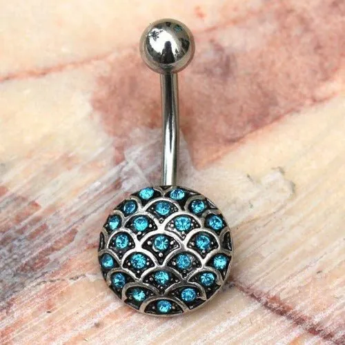 316L Stainless Steel Aqua Ocean Charm Navel Ring