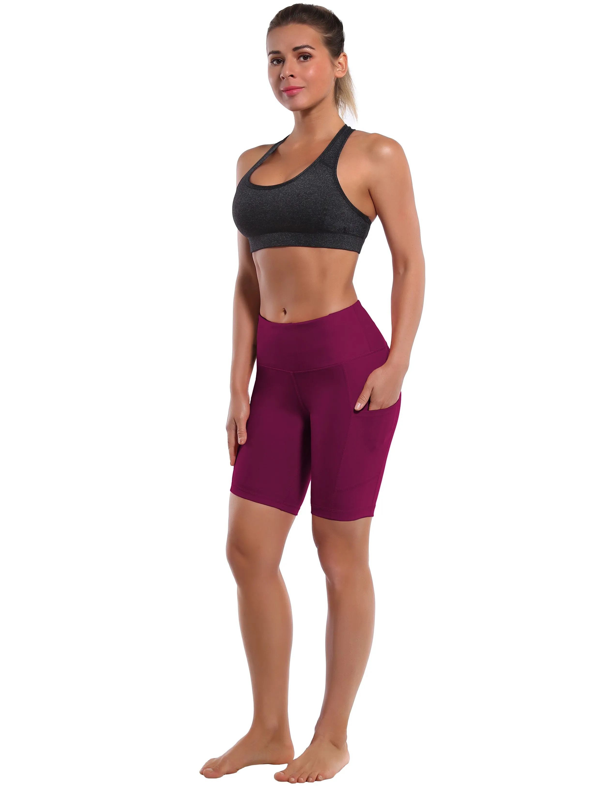 8" Side Pockets Yoga Shorts grapevine