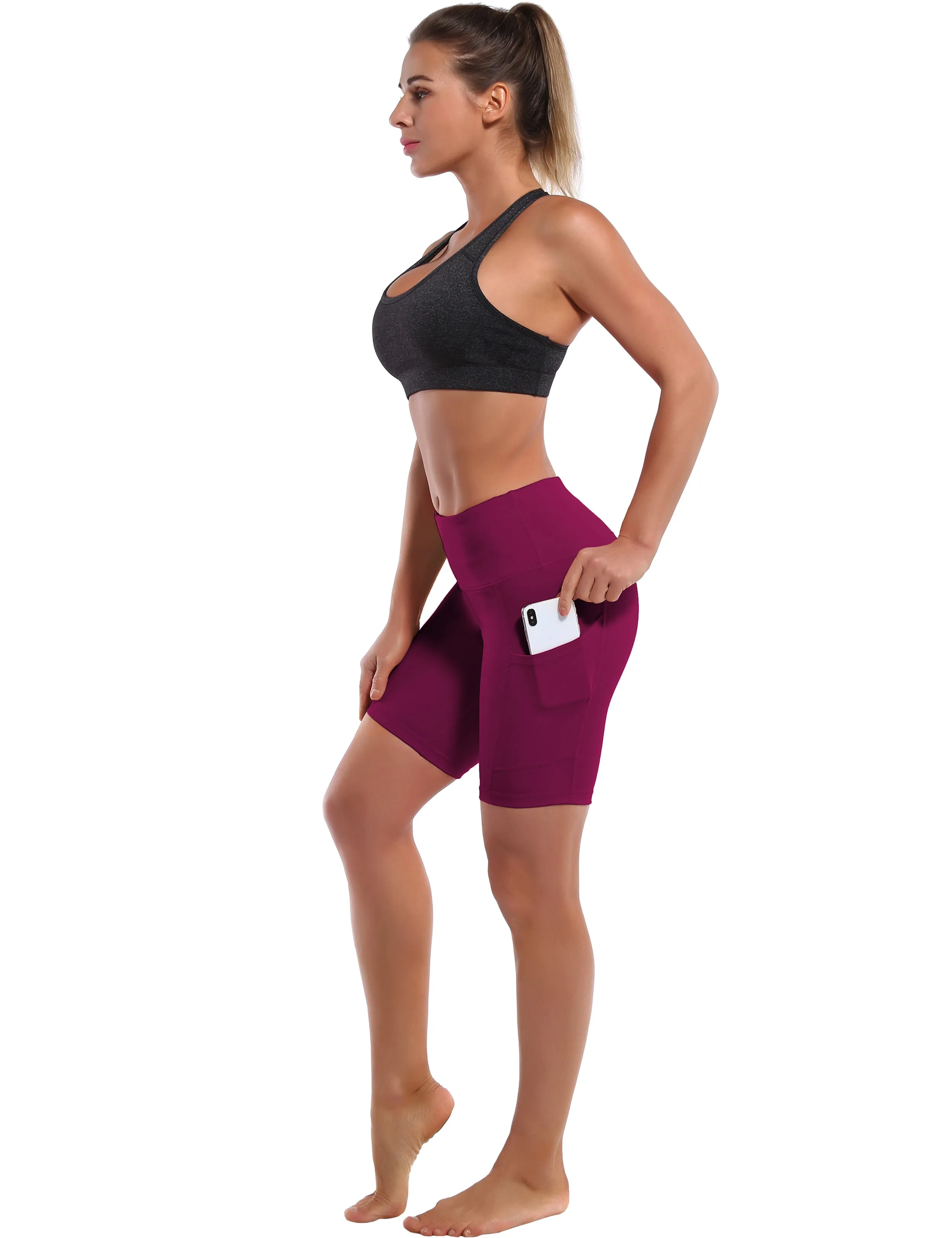 8" Side Pockets Yoga Shorts grapevine