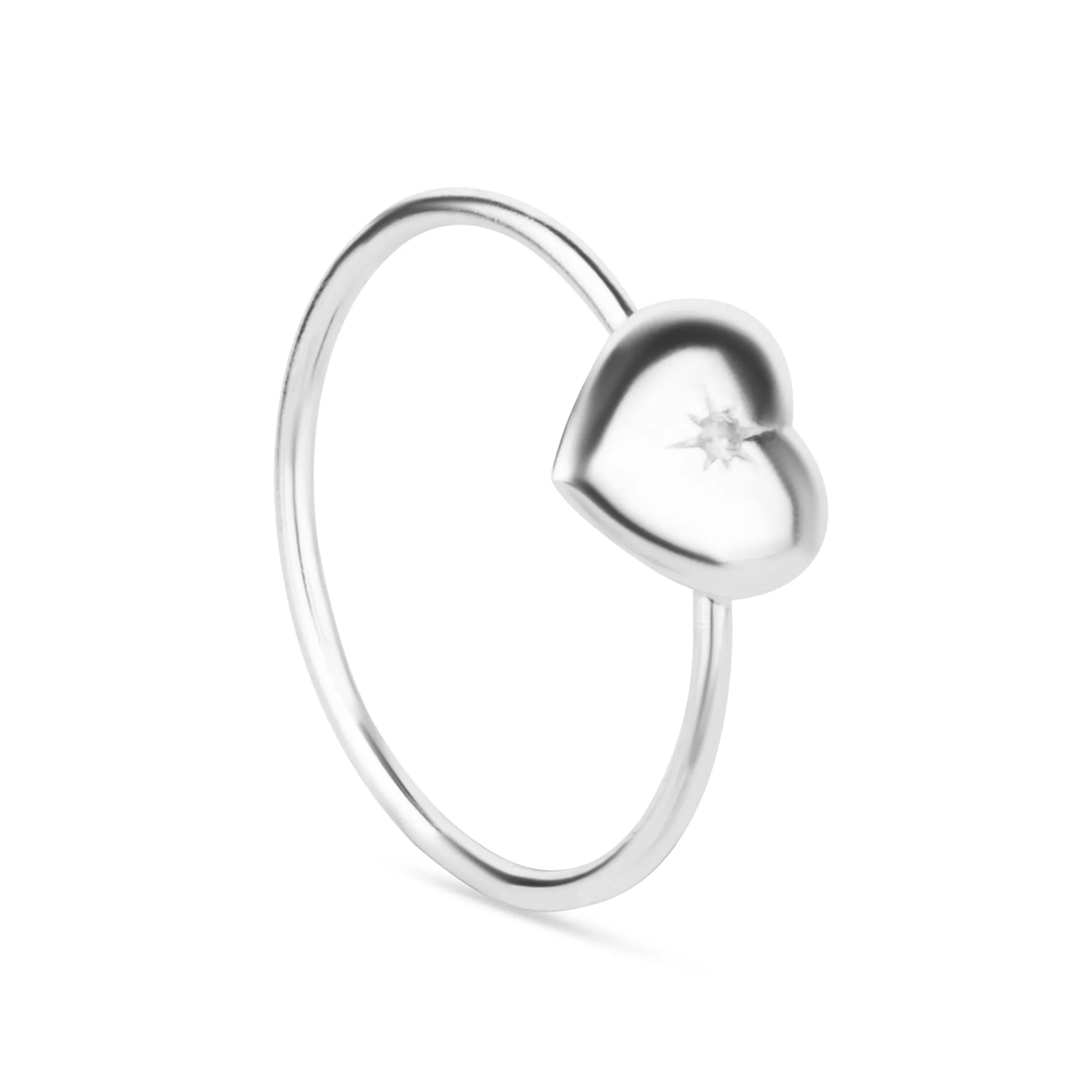 925 Pure Sterling Silver Sparkle Heart Ring Silver For Women-Small