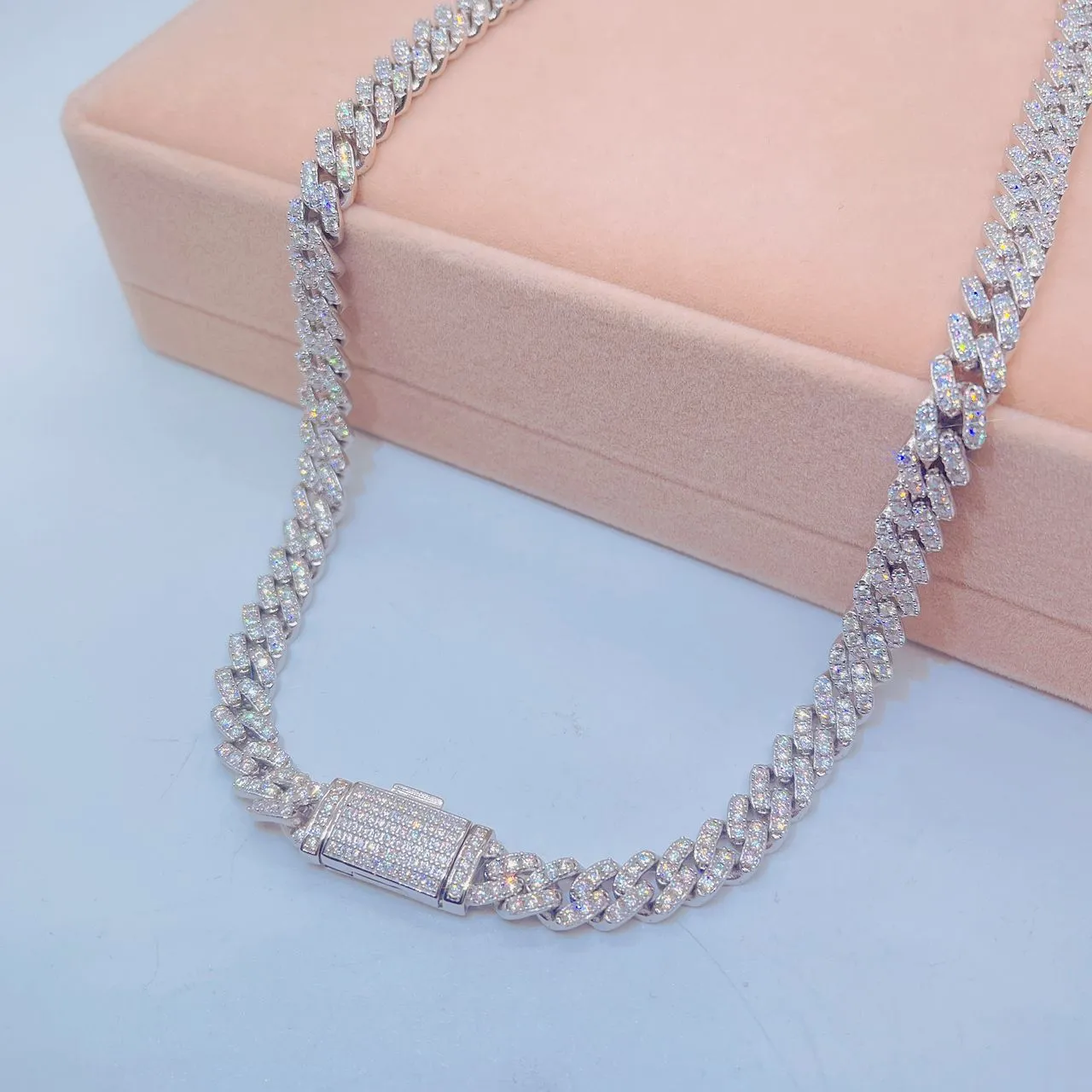 925 STERLING SILVER VVS MOISSANITE MIAMI CUBAN LINK CHAIN 8MM