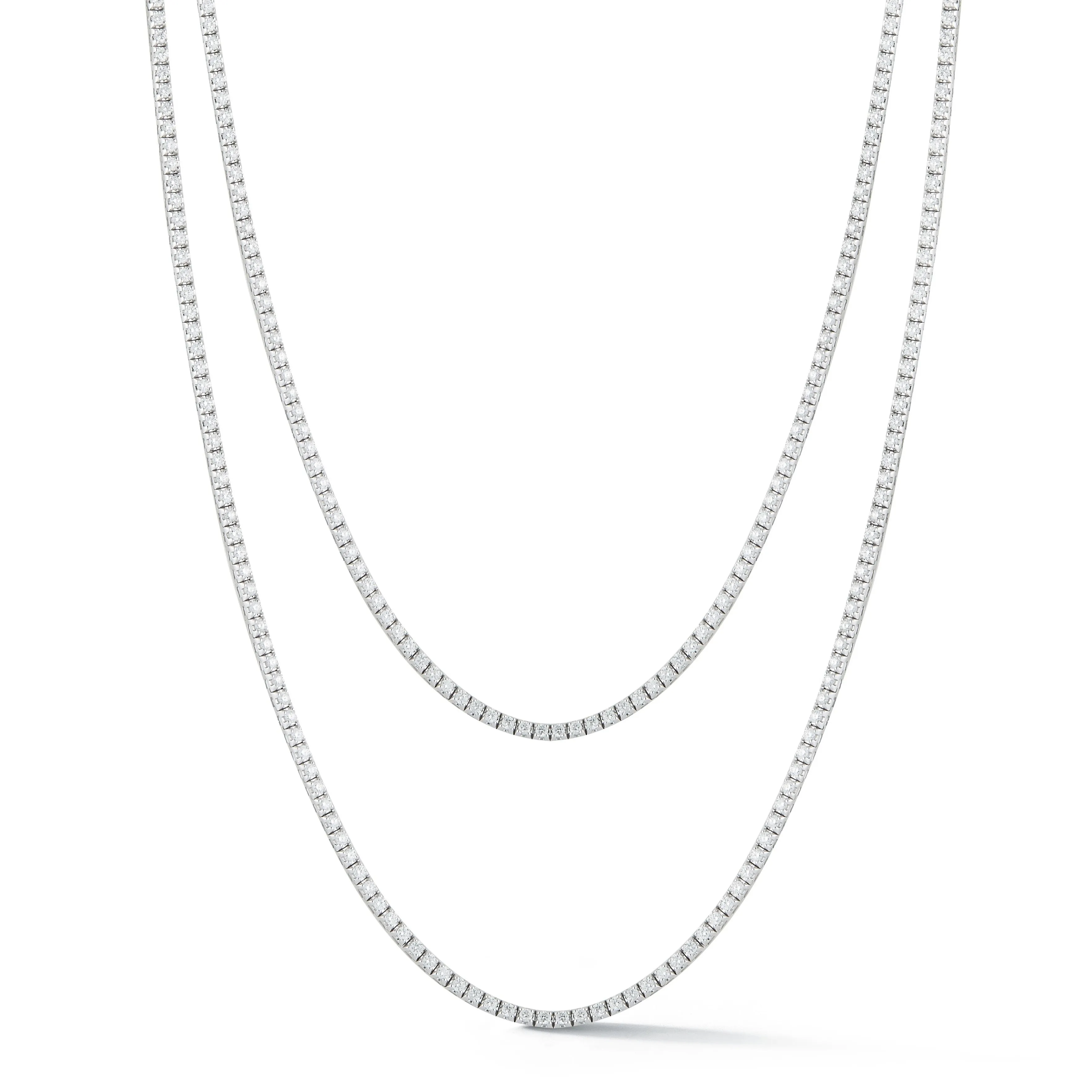 AFJ Diamond Collection - Long Diamond Riviere Necklace, White Gold