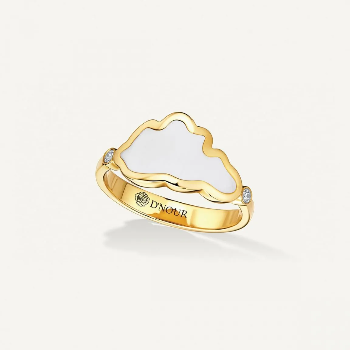 Allusia Love White Enamel 18K Gold Ring w. Diamonds