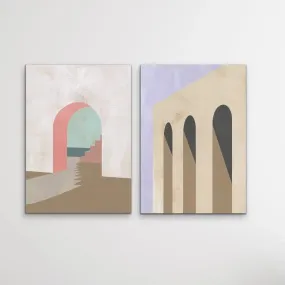 Arch Series- Textural Boho Landscape Prints - Canvas or Paper Prints - Two Piece Set