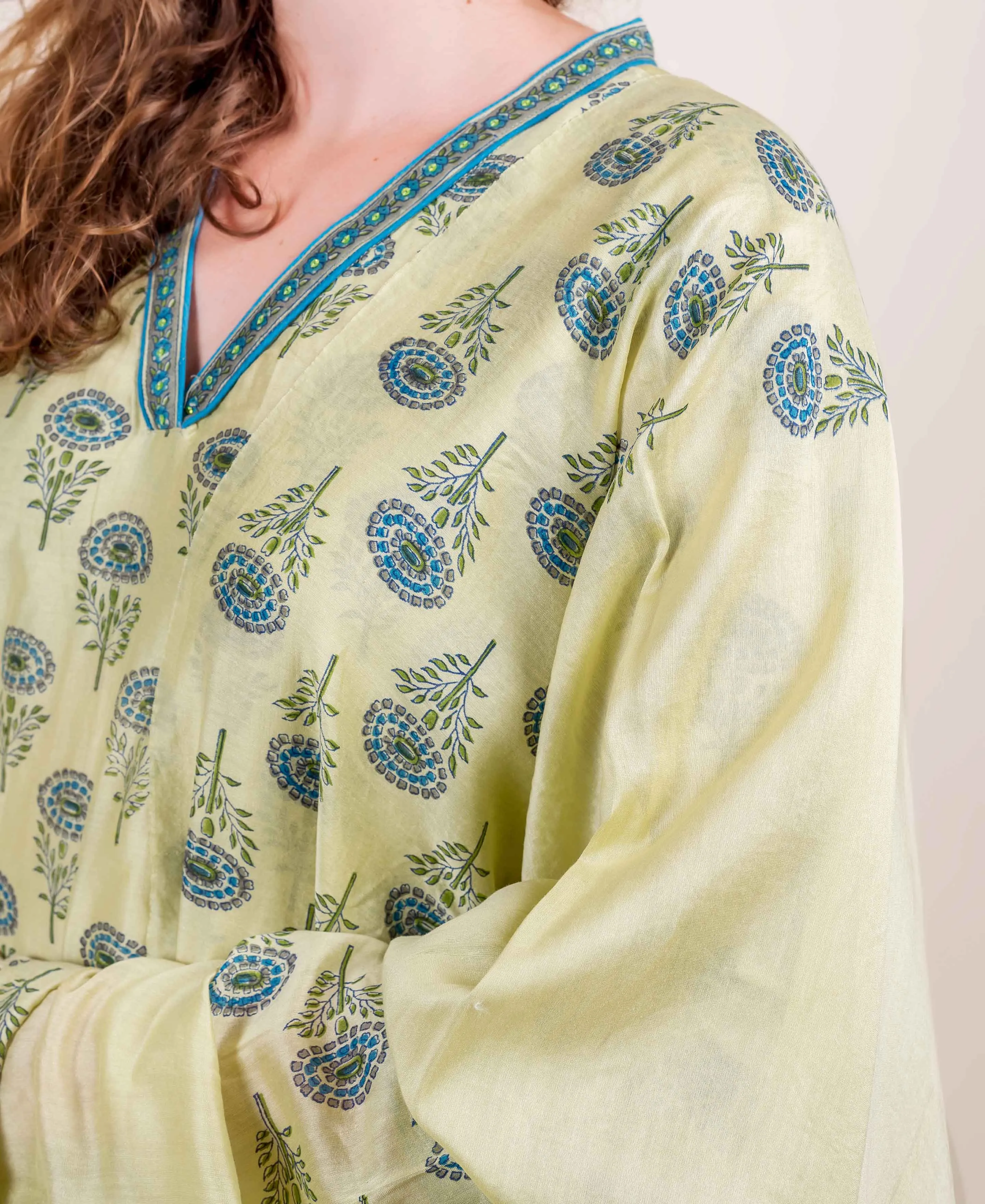 Bani Mint and Blue Chanderi Kurta