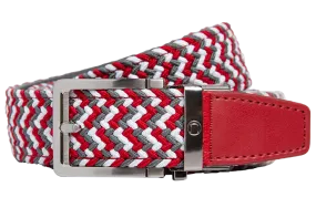 Braided Scarlet, Grey & White, 1 3/8 Strap, Golf Belt