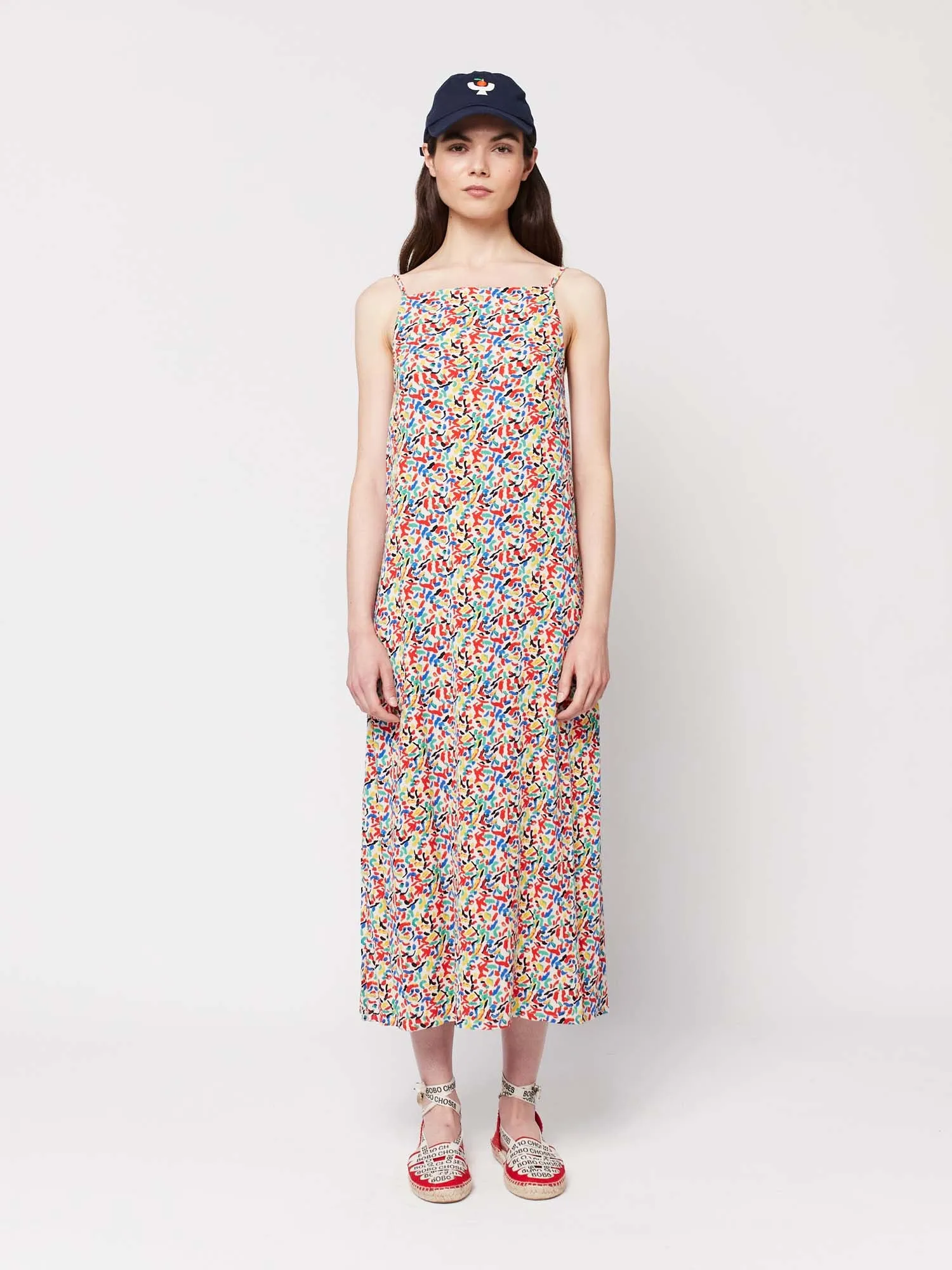 Confetti Print Viscose Strap Dress