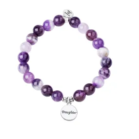 Daughter | Stone Beaded Charm Bracelet | Amethyst