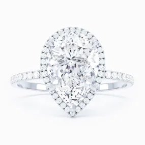 Delicate Halo - Pear Engagement Ring