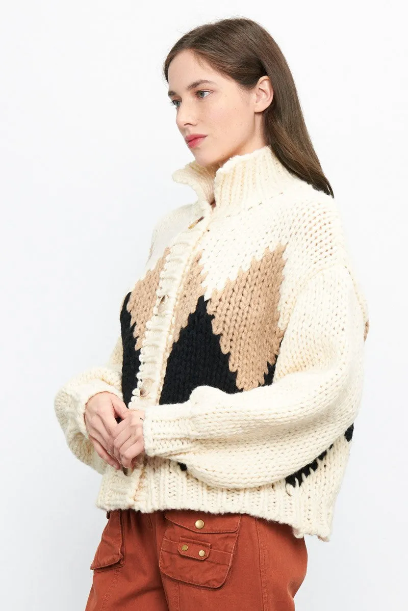 Diamond Chunky Knit Cardigan