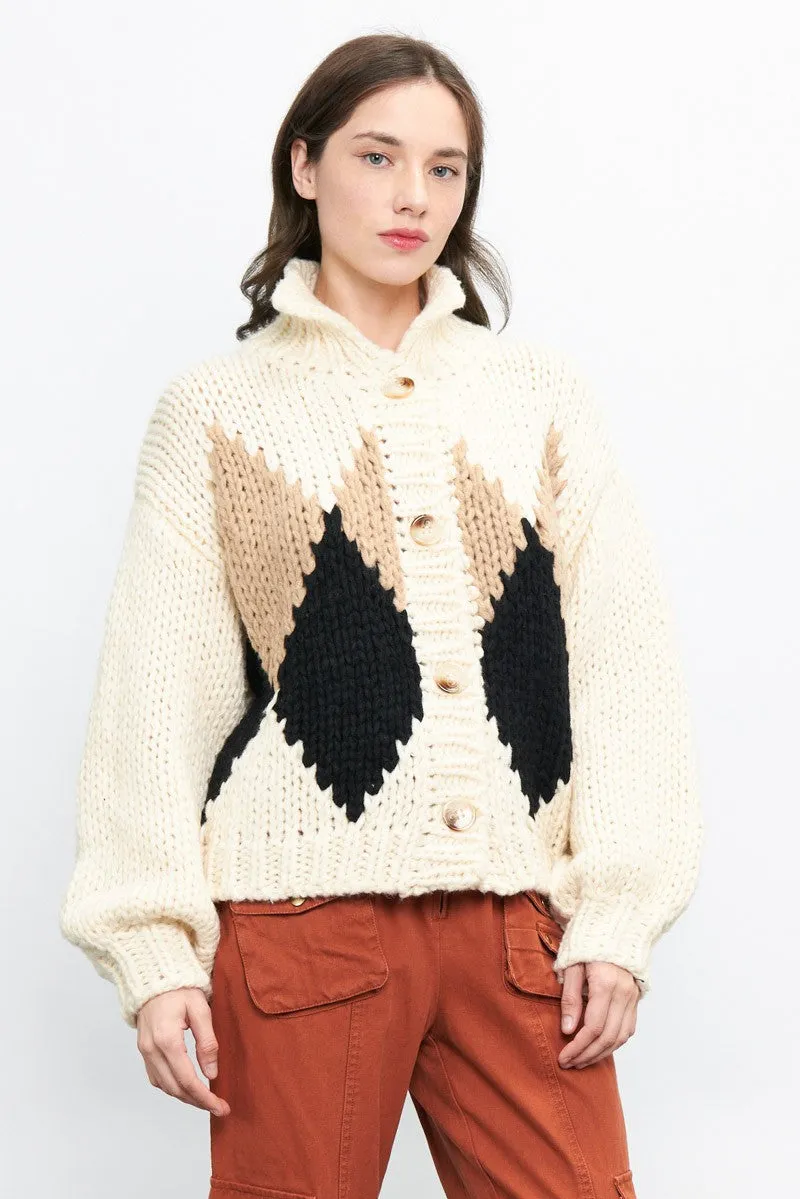 Diamond Chunky Knit Cardigan