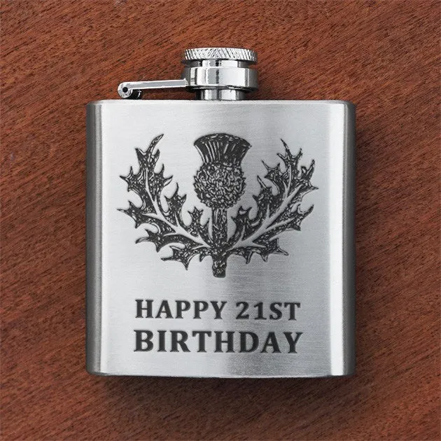 Engraved 6oz Silver Flask - Personal Message