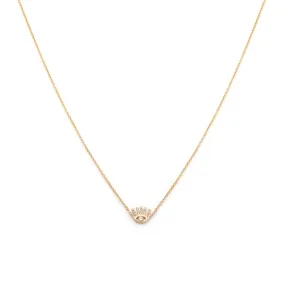 Evil Eyelash Necklace | 14k Gold & Diamond