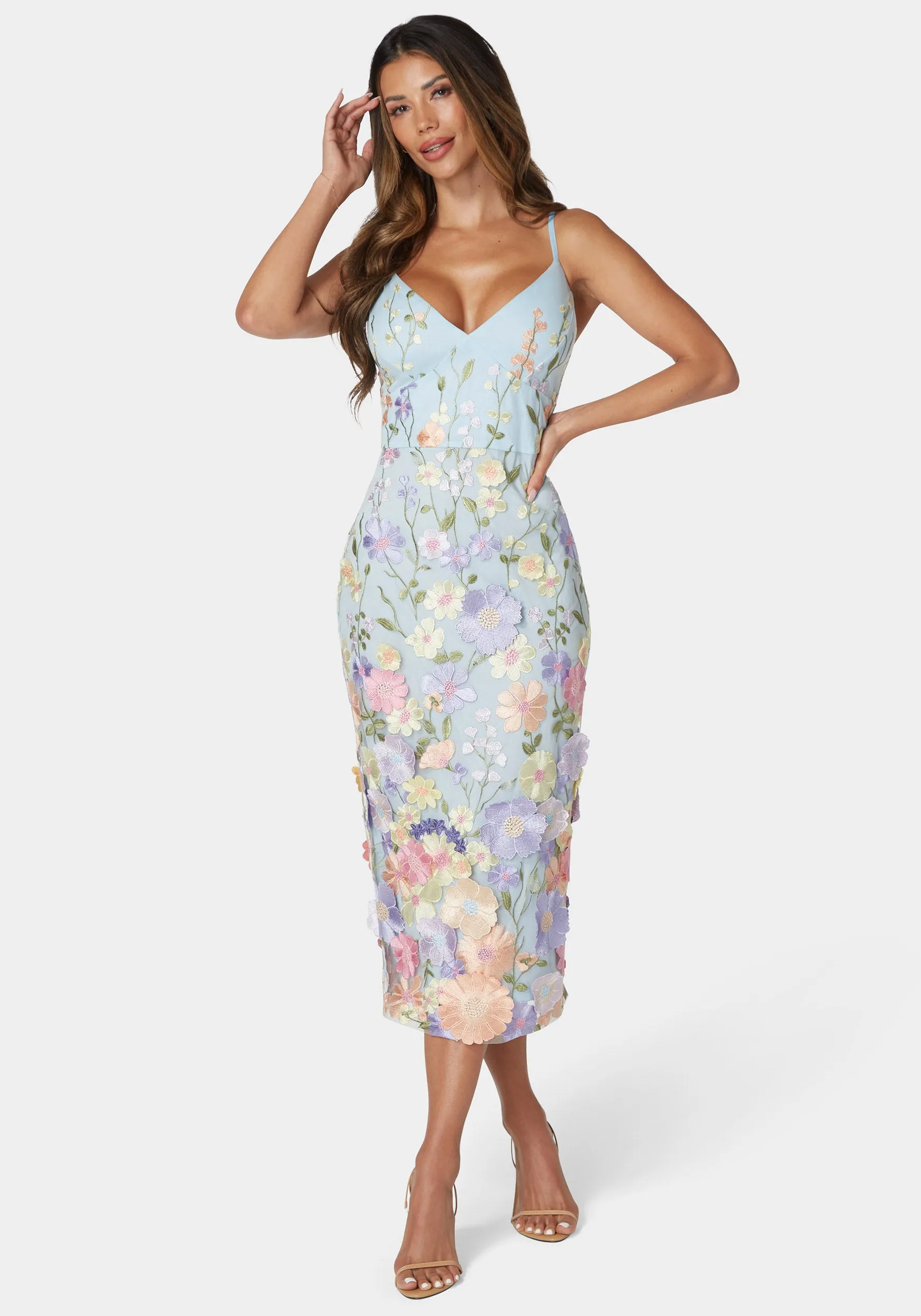 Floral Embroidered Midi Dress