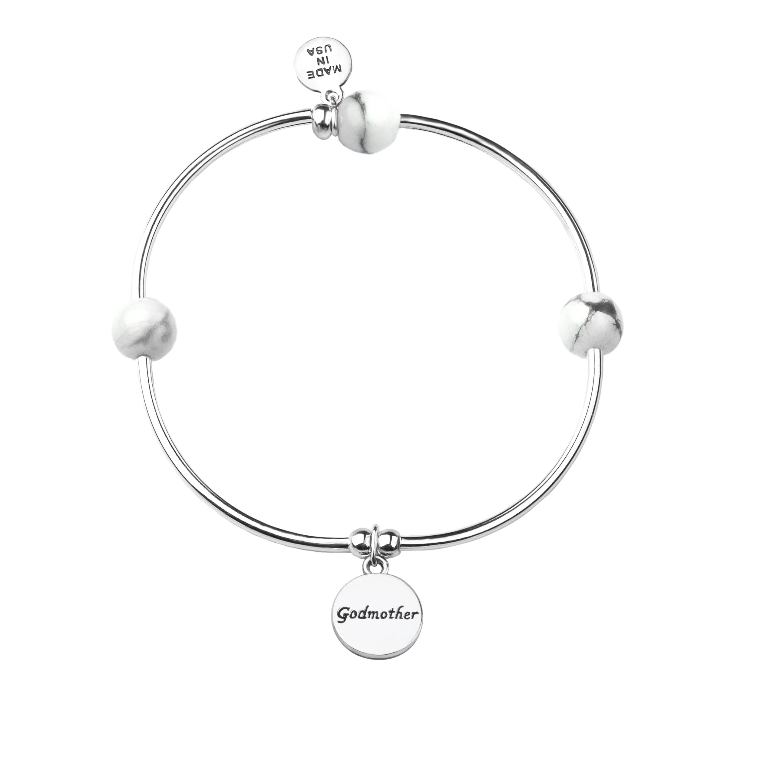 Godmother | Soft Bangle Charm Bracelet | Howlite