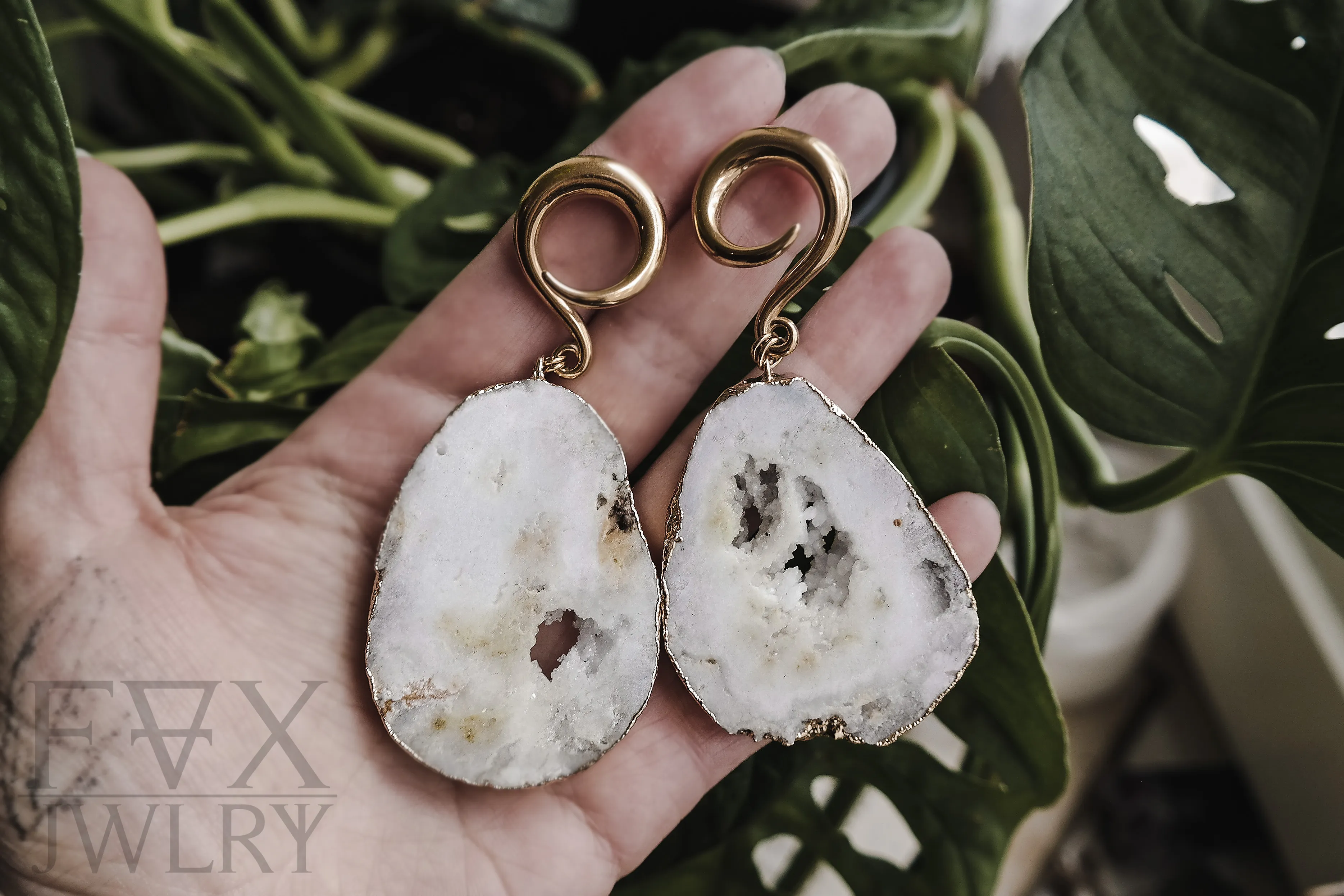 Golden Geode Ear Weights