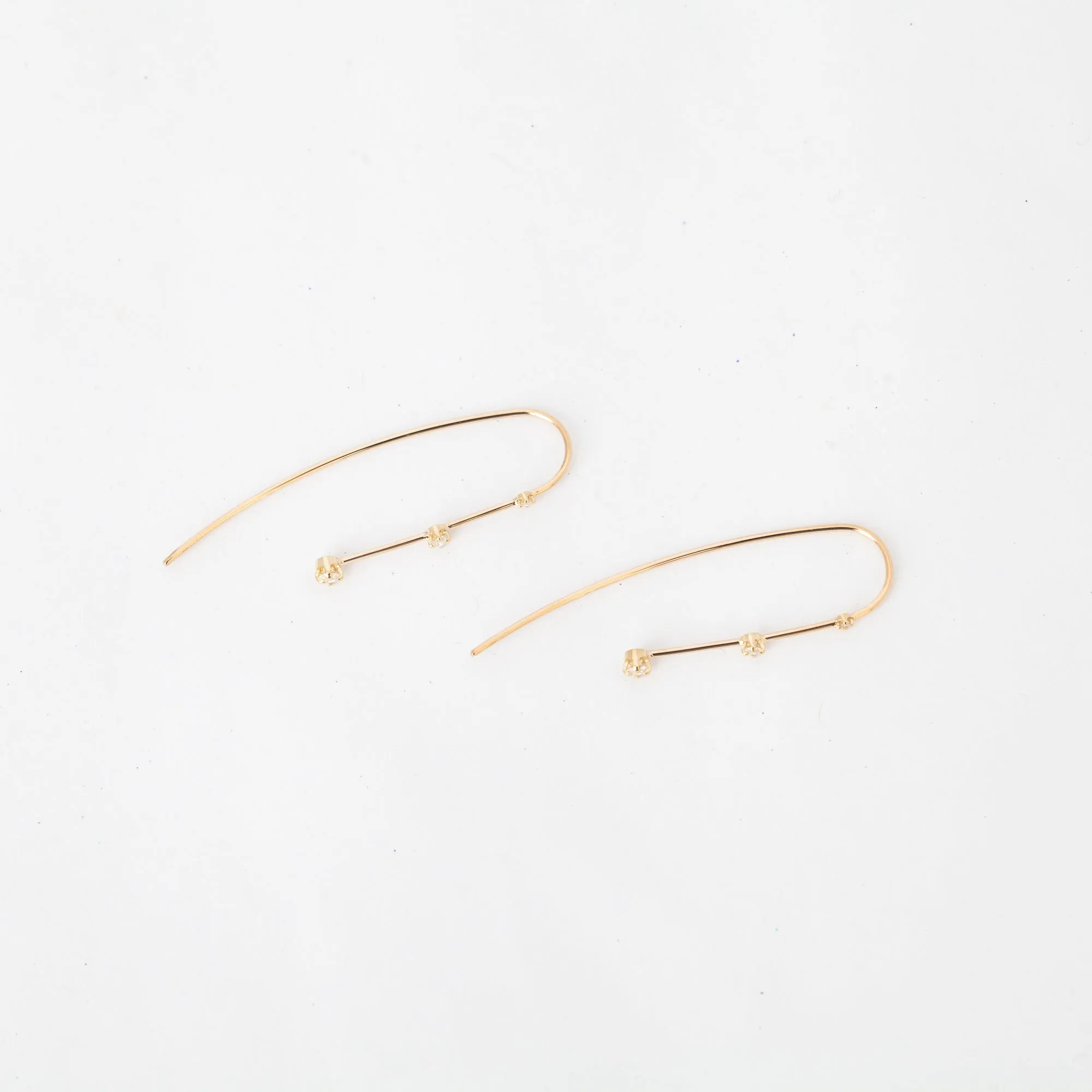 Graduated Three Prong Diamond Wire Earrings