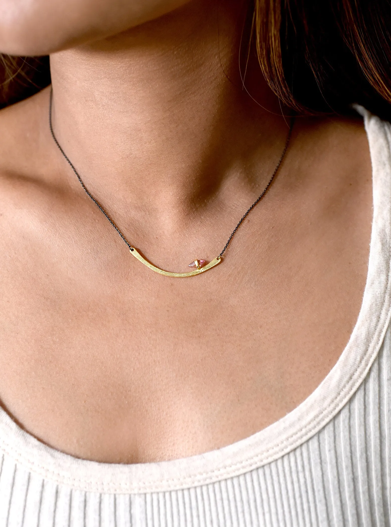 Handmade Curved Bar with Tourmaline Necklace