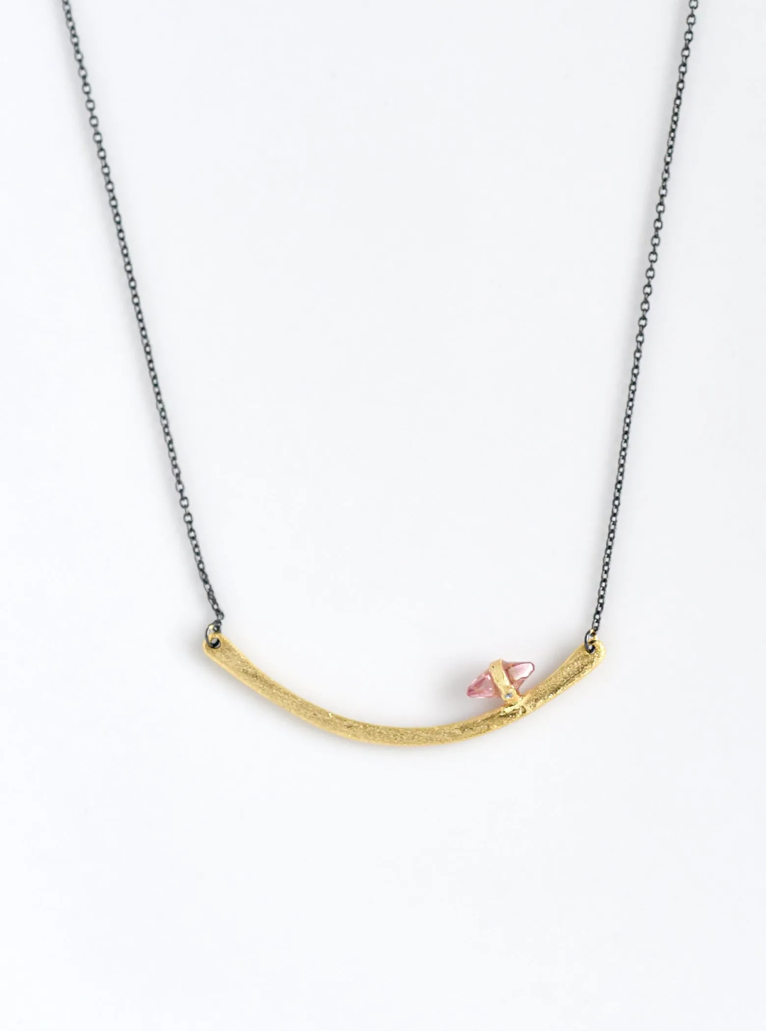 Handmade Curved Bar with Tourmaline Necklace