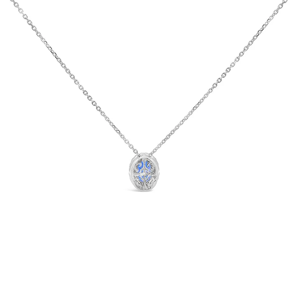 Irisa by Martin Binder Oval Montana Sapphire & Diamond Halo Necklace