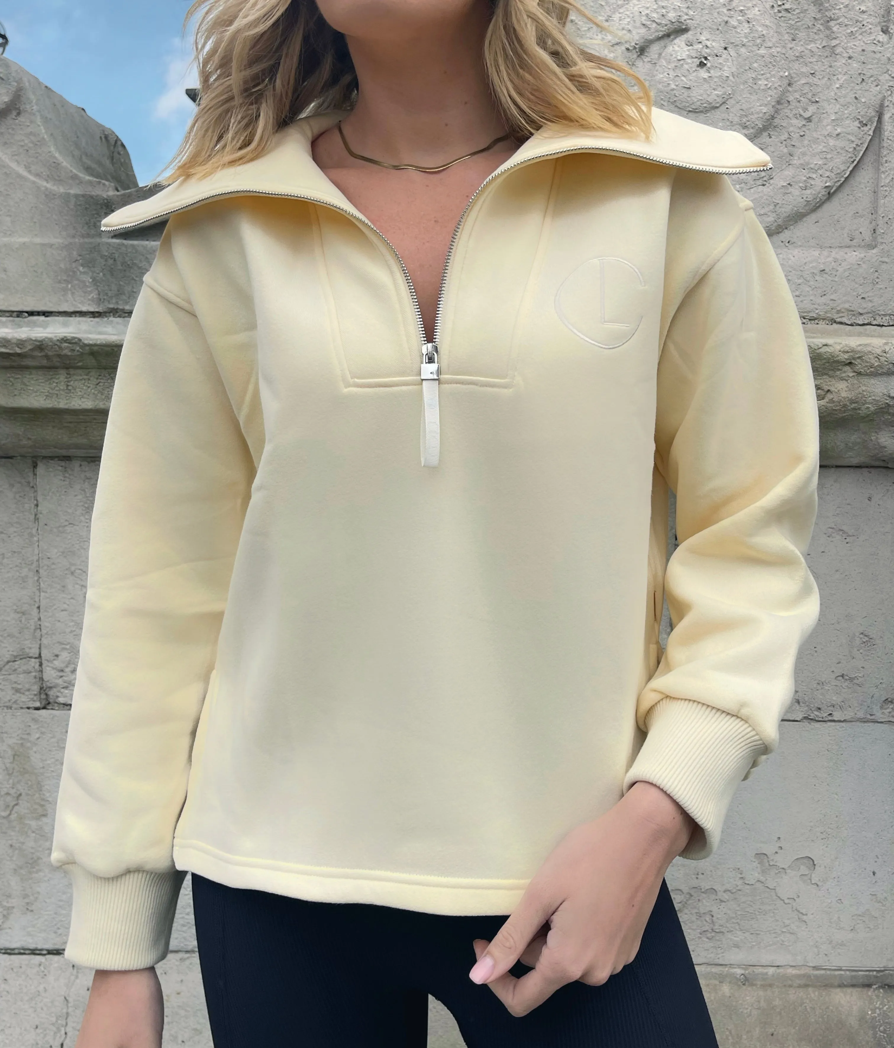 Laila Half-Zip Sweatshirt - Pale Lemon