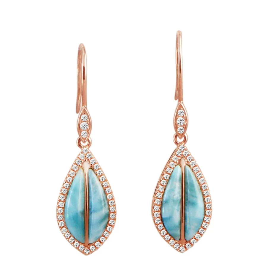 Larimar Hawaiian Ti Leaf Earrings