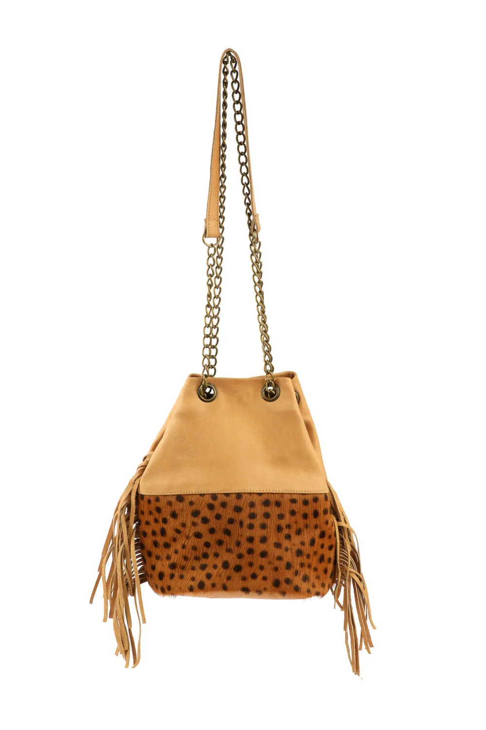 Leather Fringe Bucket Bag