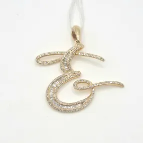 Letter E Diamond Pendant 14K