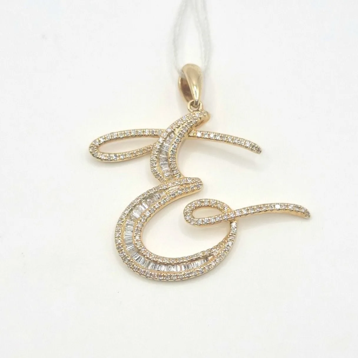 Letter E Diamond Pendant 14K