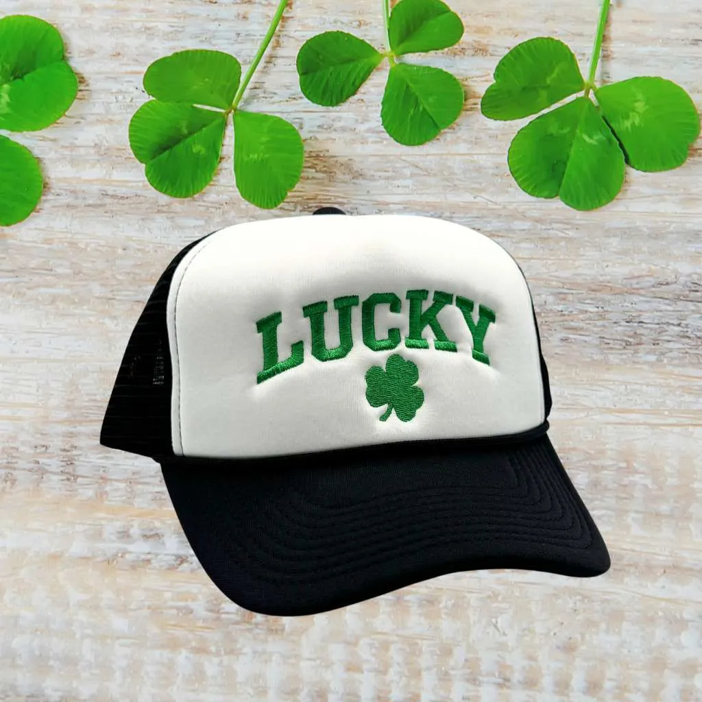 Lucky Four Leaf Clover Trucker Hat - St Patricks Trucker Hats